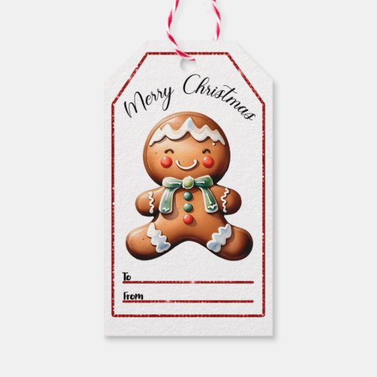 喜びを与える陽気なクリスマスのジンジャーブレッドラベル ギフトタグ (裏面)