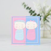 喜びを倍に! ツインボーイガールシャワー招待状 招待状 (スタンド正面)