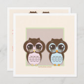 喜びを倍に！ 双子の男の子の女の子のベビーシャワー 招待状 (正面/裏面)