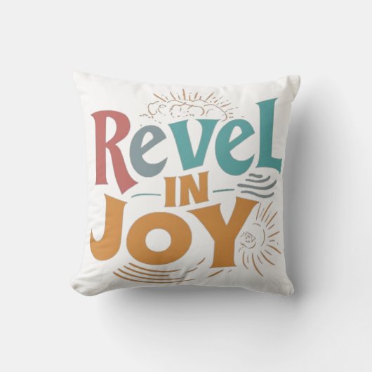 喜びを受け入れ数々の：カラーお祝いTシャツ クッション (正面)