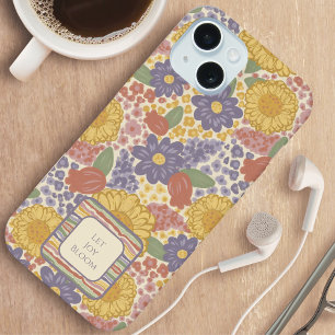 喜びを咲かせよう – テキスト編集可能 フローラルスマホケース iPhone 15ケース