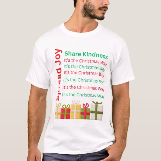 「喜びを広め、共有の優しさ – クリスマスだ Tシャツ (正面)