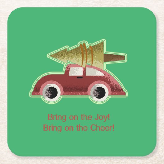 喜びを持って来い！応援だ！ヴィンテージ自動 スクエアペーパーコースター (正面)