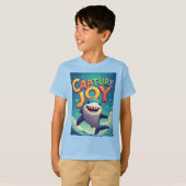 喜びを捉えて: 遊び心のあるキャラクターシャーク Tシャツ (正面フル)
