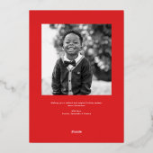 喜びを放つホリデーシーズンの写真 箔シーズンカード (裏面)