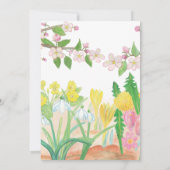 喜びを放射する春の花カスタム文字 招待状 (裏面)
