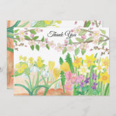 喜びを放射する春の花カスタム文字 招待状 (正面/裏面)