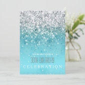 喜びを散らす モダンアクアグリッター パーティーの招待状 招待状 (スタンド正面)