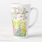 喜びを春の花する カフェラテマグ (右)