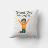 喜びを紙吹雪陽性鮮やかデザイン クッション (裏面)