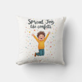 喜びを紙吹雪陽性鮮やかデザイン クッション (正面)