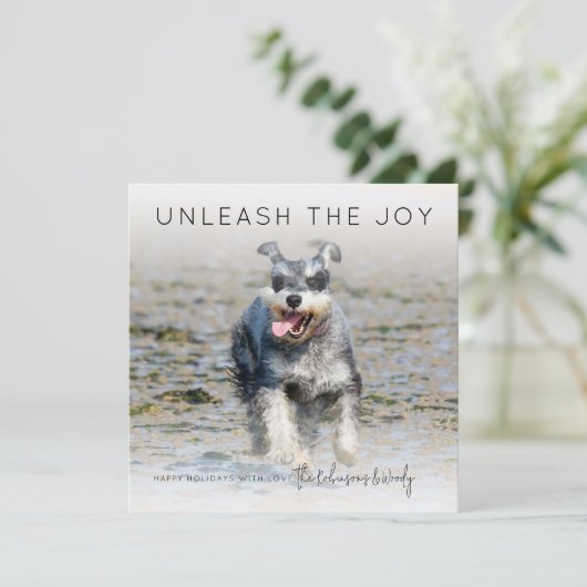喜びを解き放つ | フォトクリスマスホリデーカード シーズンカード (スタンド正面)