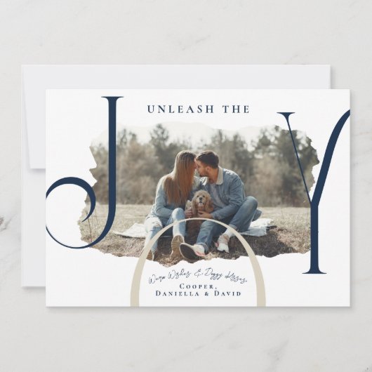 喜びを解き放つ |ペットフォトクリスマスカード シーズンカード (正面)