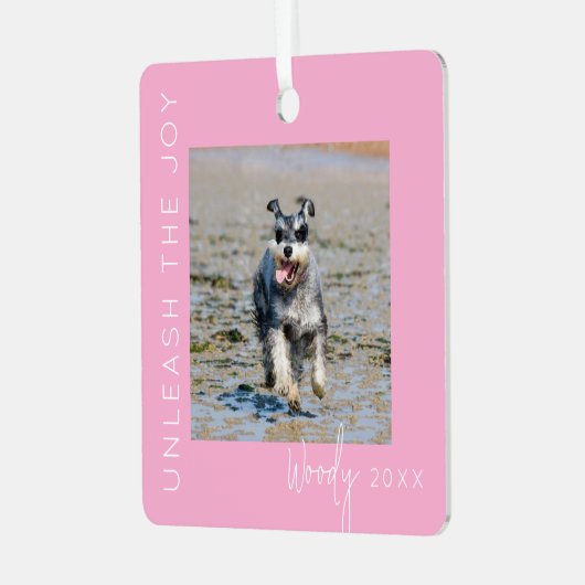 喜びを解き放つ | ペットフォトクリスマスツリー メタルオーナメント (正面左)