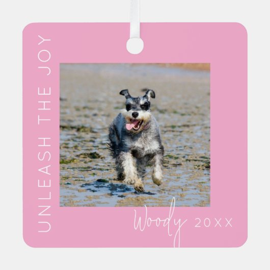 喜びを解き放つ | ペットフォトクリスマスツリー メタルオーナメント (正面)