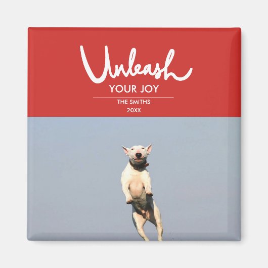 喜びを解き放つ |可愛おもしろいい犬の休日の写真 マグネット (正面)