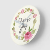 喜びを選ぶ |ピンクパステルバラ ラウンド壁時計 (傾斜)