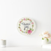 喜びを選ぶ |ピンクパステルバラ ラウンド壁時計 (ホーム)