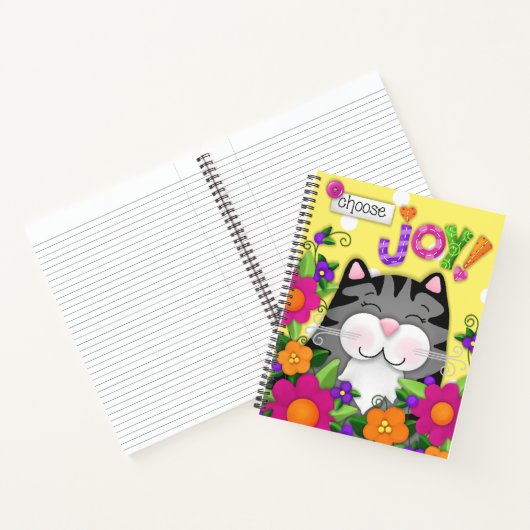 「喜びを選べ！」 猫カラフルのカスタム螺旋 ノートブック (内部)