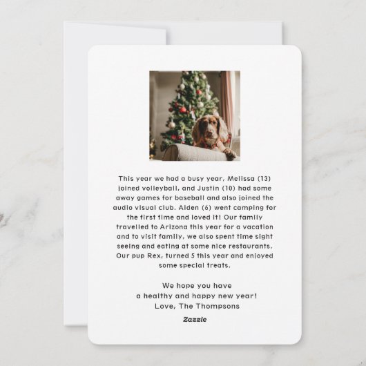 喜びエレガントのスクリプト写真クリスマス シーズンカード (裏面)