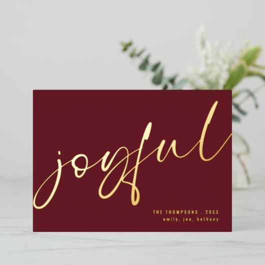 喜びエレガントの書名クリスマスブルゴーニュ 箔シーズンカード (立ち正面)