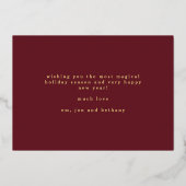 喜びエレガントの書名クリスマスブルゴーニュ 箔シーズンカード (裏面)