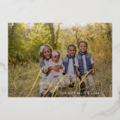 喜びエレガントの書道オーバーレイ写真 箔シーズンカード (正面)