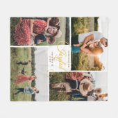 喜びエレガントの金ゴールドクリスマスフォーフォトコラージュ フリースブランケット (正面(横))