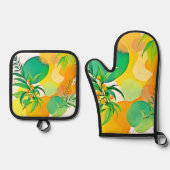 喜びオーガニックの流れ 鍋つかみ&鍋敷きセット (正面)