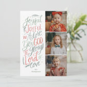 喜びクリスチャンのクリスマス3枚の写真カード シーズンカード (スタンド正面)
