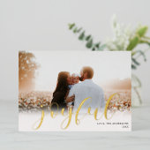 喜びクリスマスエレガントの白い金ゴールドフォイル写真 箔シーズンカード (立ち正面)