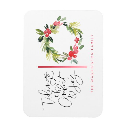 喜びクリスマスホリデーグリーティングハガキの飾り マグネット (縦)