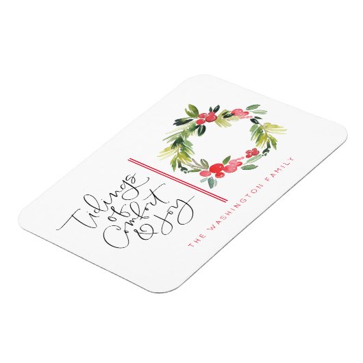 喜びクリスマスホリデーグリーティングハガキの飾り マグネット (左側)