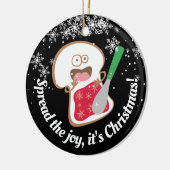 喜びゼリーサンドイッチクリスマスパーソナライズされたを広げる セラミックオーナメント (左)
