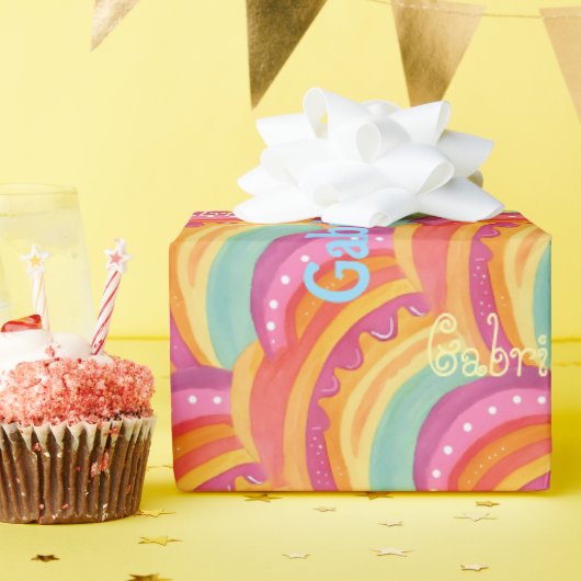 喜びパーソナライズされたの水彩包み紙 ラッピングペーパー (誕生日パーティー)