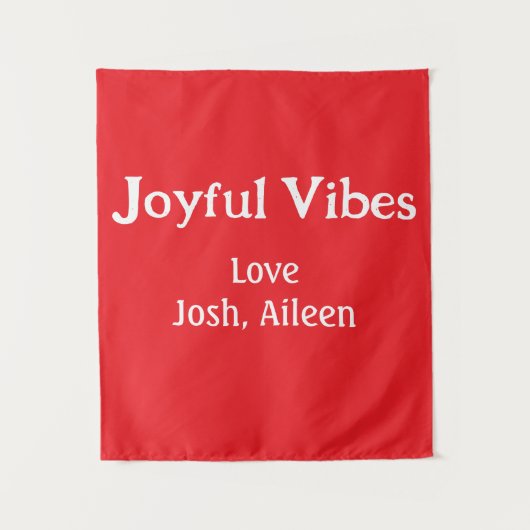 喜びビーズレッドクリスマスホリデーズラブファミリー タペストリー (正面)