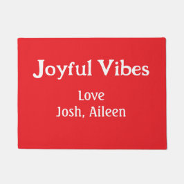 喜びビーズレッドクリスマスホリデーズラブファミリー ドアマット