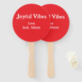 喜びビーズレッドクリスマスホリデーズラブファミリー ハンドファン (正面&裏面)