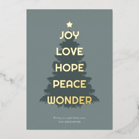 喜びホープ愛の平和のクリ疑問に思スマス 箔シーズンカード (正面)