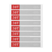 喜びミニマルと雪片の赤、灰色のクリスマス ラップアラウンドラベル (シート)