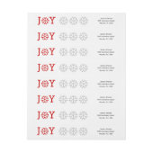 喜びミニマルと雪片の赤、灰色のクリスマス ラップアラウンドラベル (シート)