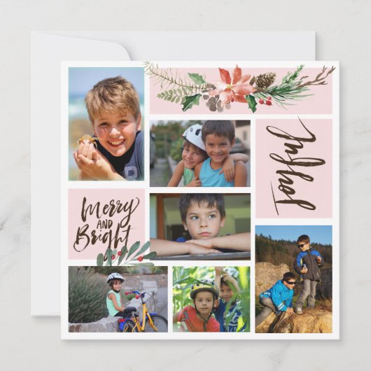 喜びメリーと明るい水の色クリスマス写真 シーズンカード (正面)