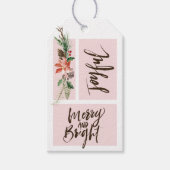 喜びメリーと明るい水色のクリスマス ギフトタグ (正面)