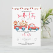 喜びメリーの小さなバンドル、双子の赤ちゃんシャワー 招待状 (スタンド正面)