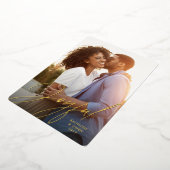 喜びモダンのスクリプト1枚の写真レッドクリスマス 箔シーズンカード (回転した状態)