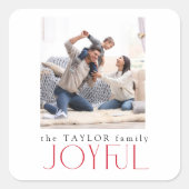 喜びモダンのタイポグラフィ家族の写真クリスマス スクエアシール (正面)
