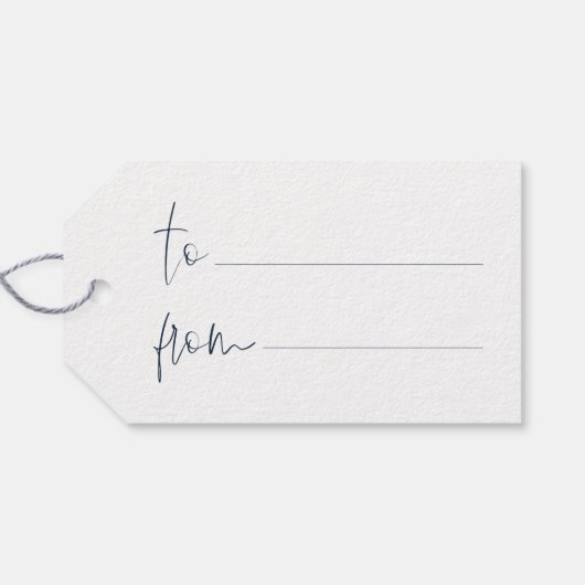 喜びモダンの脚本の海軍のクリスマス ギフトタグ (裏面横)