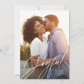 喜びモダンの脚本1枚の写真グリーンクリスマス シーズンカード (正面)