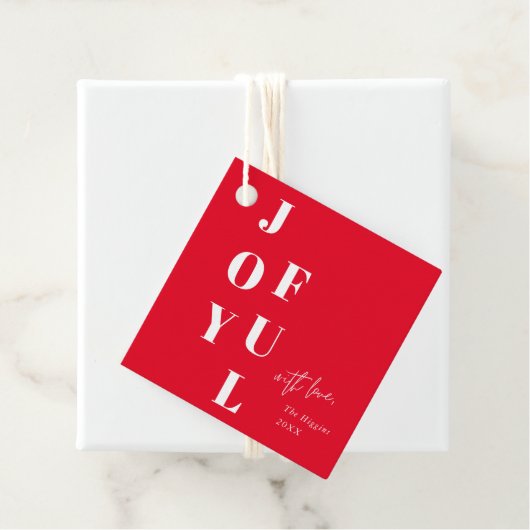 喜びモダン型レッドクリスマスホリデーギフト フェイバータグ (インサイチュ)