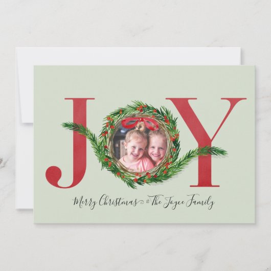 喜びリースと赤い果実フォトクリスマス カード (正面)